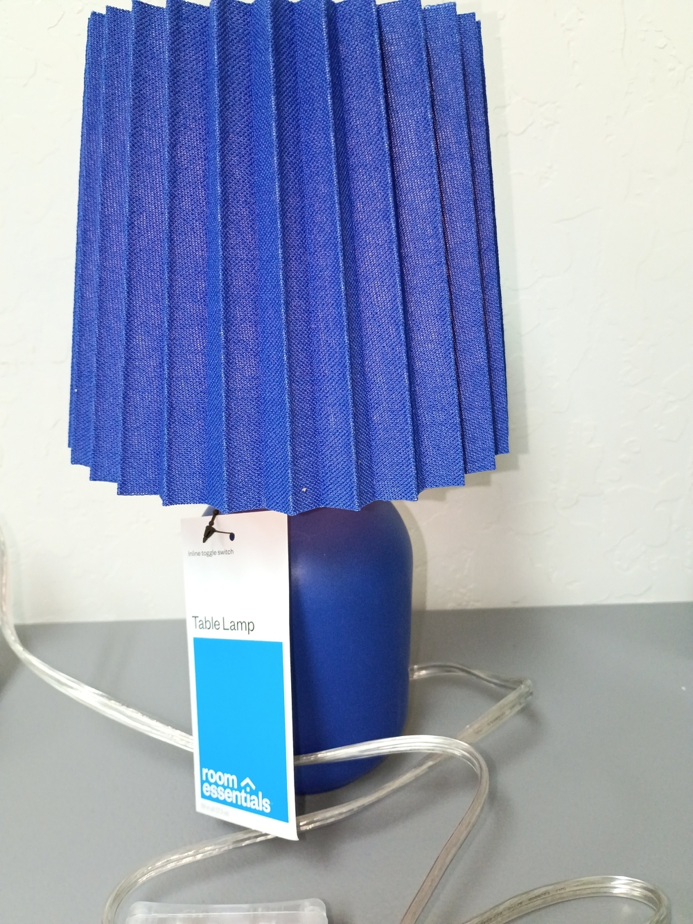 2 Room Essentials Blue Table Lamp with Pleated Shade